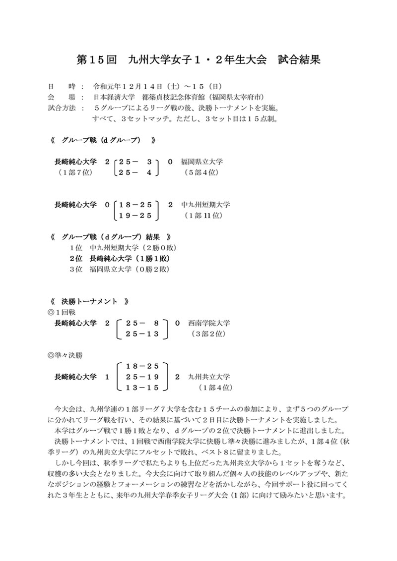 20191214_バレーボール部試合結果